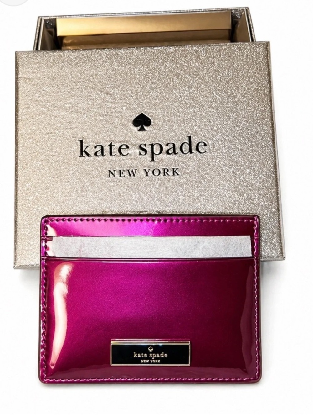 Kate Spade Kenzie Dark Raspberry Patent Leather Card Holder NWT